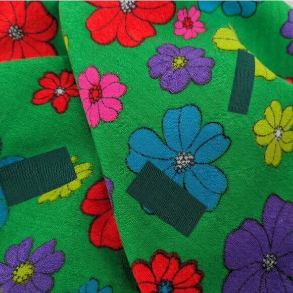 Vintage 1970's Neon Bright FLOWER POWER MAXI SKIRT Hawaiian Acrylic Crepe Fabric - Picture 8 of 8